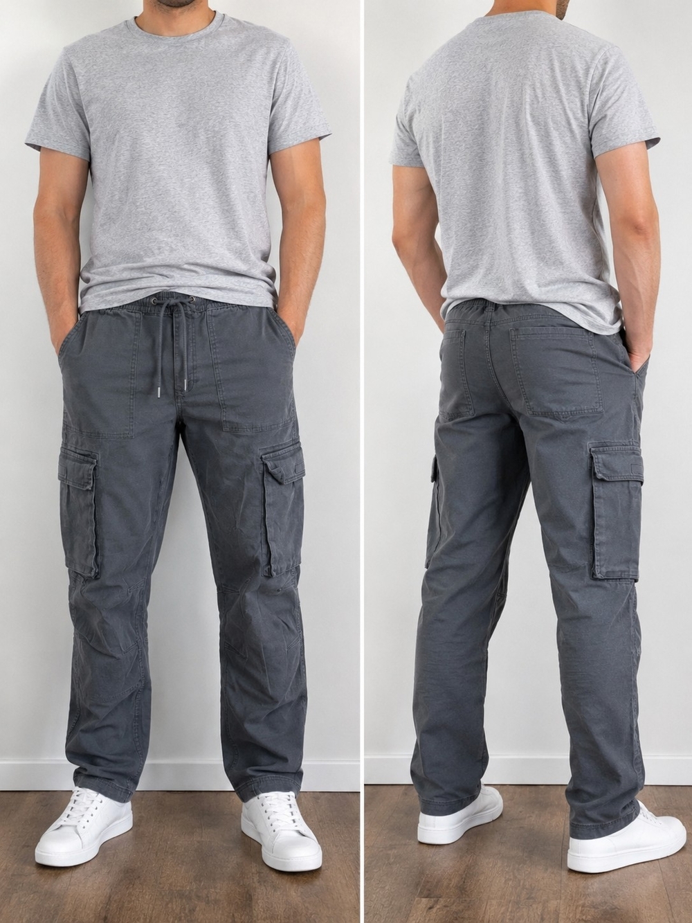 Aéropostale Men’s Gray Cargo Jogger Pants Drawstring Utility Size M